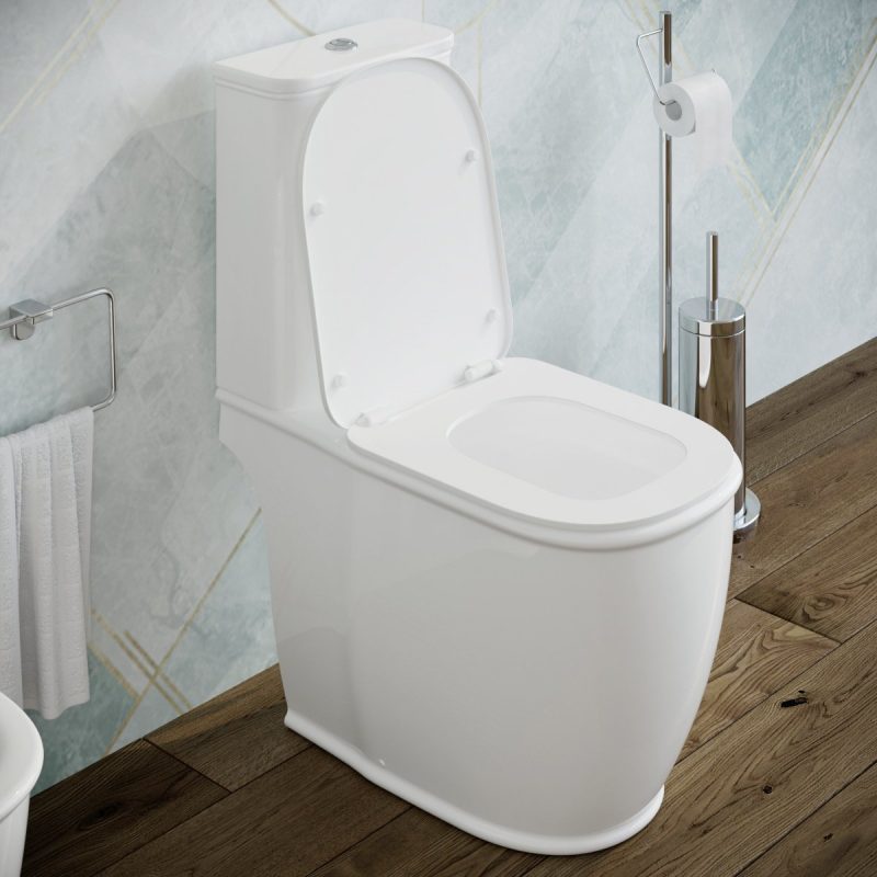 Bidet e Vaso WC monoblocco Genesis filo muro in ceramica completo di sedile softclose Sanitari Bagno