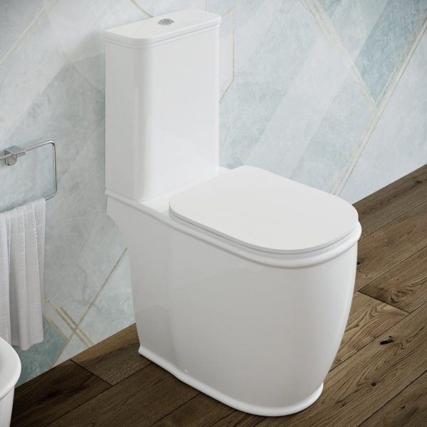 Vaso WC monoblocco Genesis filo muro in ceramica completo di sedile softclose Sanitari Bagno