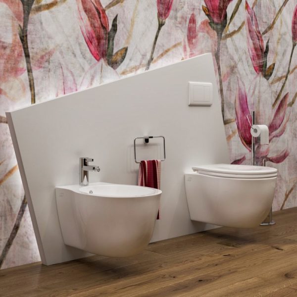 Bidet e Vaso wc sospesi Impression filo muro in ceramica completo di sedile softclose Sanitari Bagno