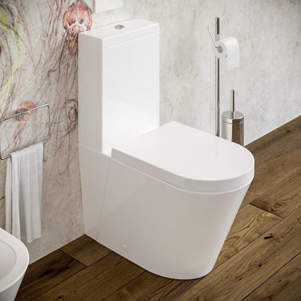 Vaso WC monoblocco Arco filo muro in ceramica completo di sedile softclose Sanitari Bagno