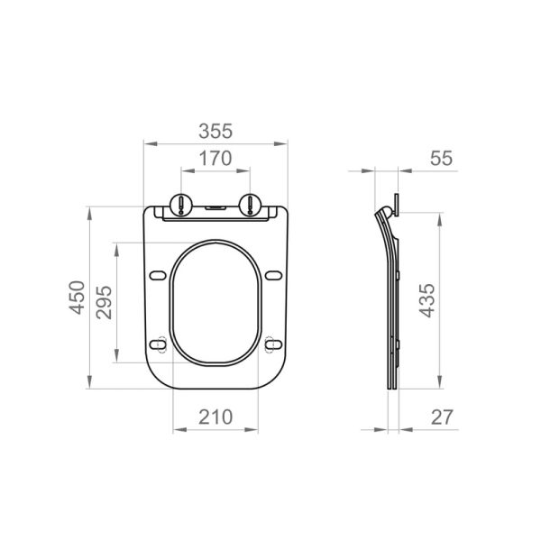 Sedile coprivaso softclose per Vaso WC Square Sanitari Bagno