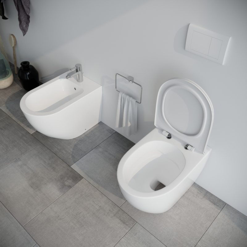 Vaso WC Fast filo muro in ceramica con coprivaso softclose Sanitari Bagno