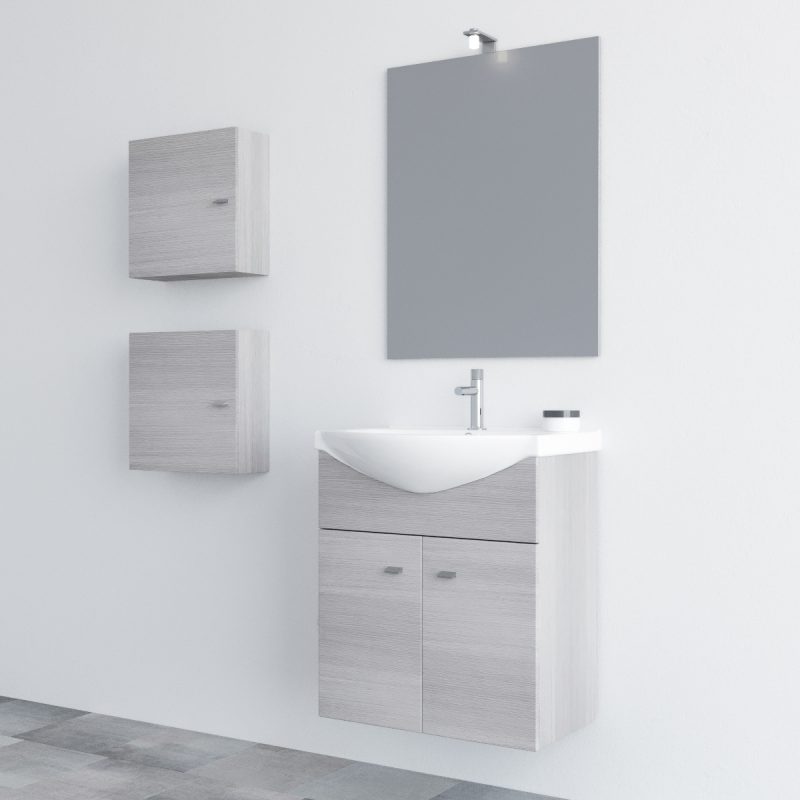 PENSILE CUBO ZAFFIRO revers. Rovere GRIGIO 4491D MOBILI BAGNO