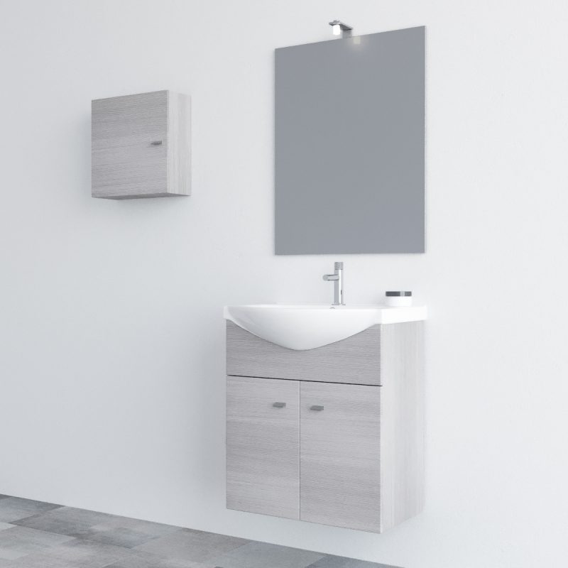 PENSILE CUBO ZAFFIRO revers. Rovere GRIGIO 4491D MOBILI BAGNO