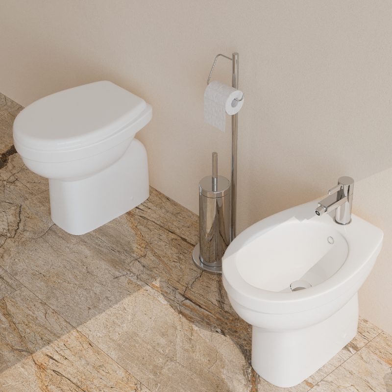 Bidet e Vaso WC VENEZIA in ceramica completo di sedile Sanitari Bagno