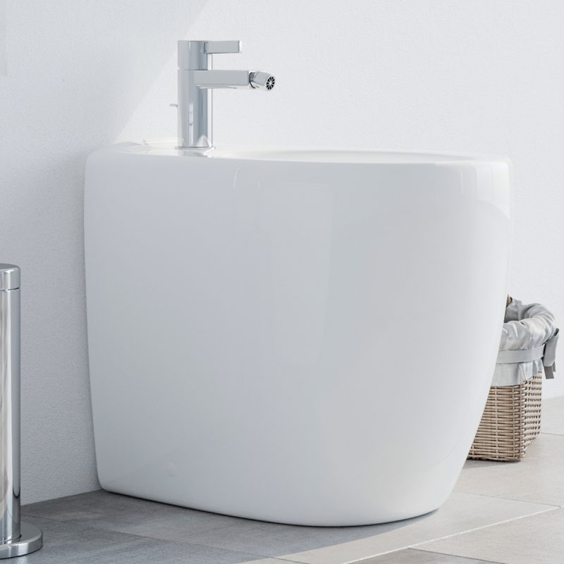 Bidet e Vaso WC MODENA filo muro in ceramica completo di sedile Sanitari Bagno