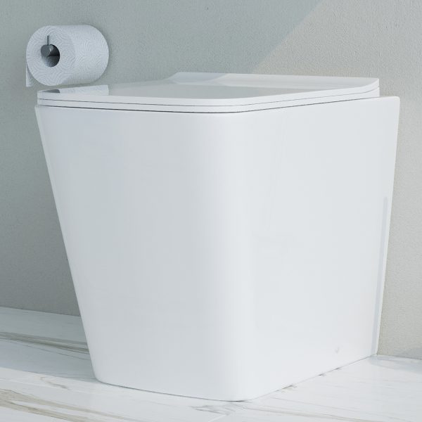 Vaso WC filo muro in ceramica completo di sedile softclose – CUBE Sanitari Bagno