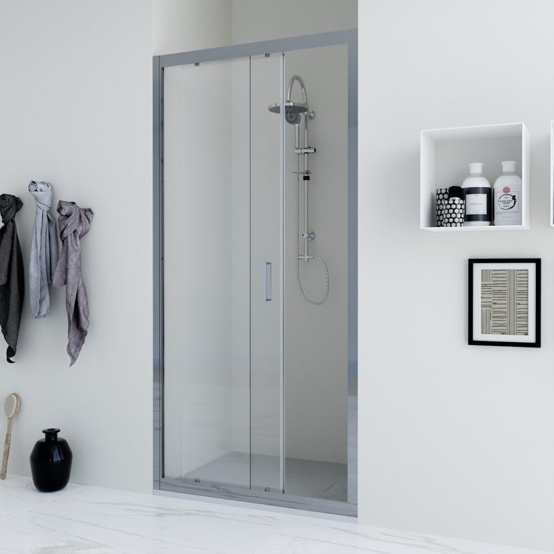 Porta doccia scorrevole 100 cm trasparente Faggio ARREDO BAGNO