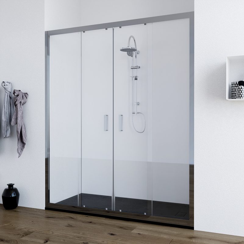 Porta doccia doppia anta scorrevole 170 cm trasparente Olmo ARREDO BAGNO