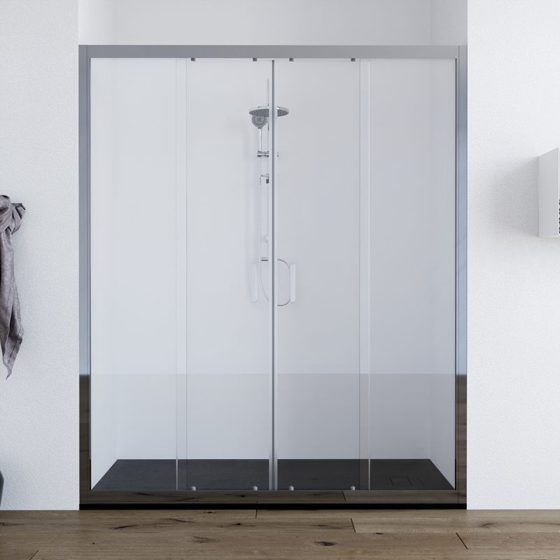 Porta doccia doppia anta scorrevole 170 cm trasparente Olmo ARREDO BAGNO