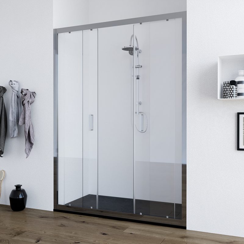 Porta doccia doppia anta scorrevole 150 cm trasparente Olmo ARREDO BAGNO