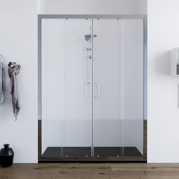 Porta doccia doppia anta scorrevole 150 cm trasparente Olmo ARREDO BAGNO