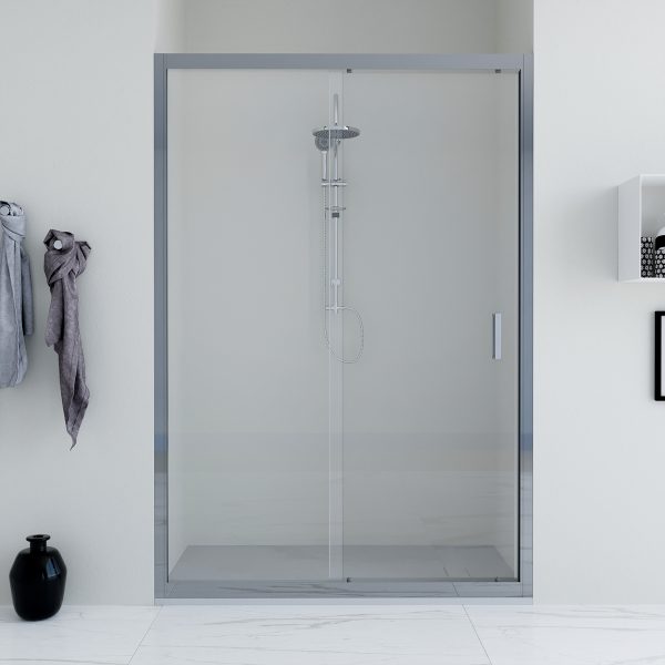 Porta doccia scorrevole 140 cm trasparente Faggio ARREDO BAGNO