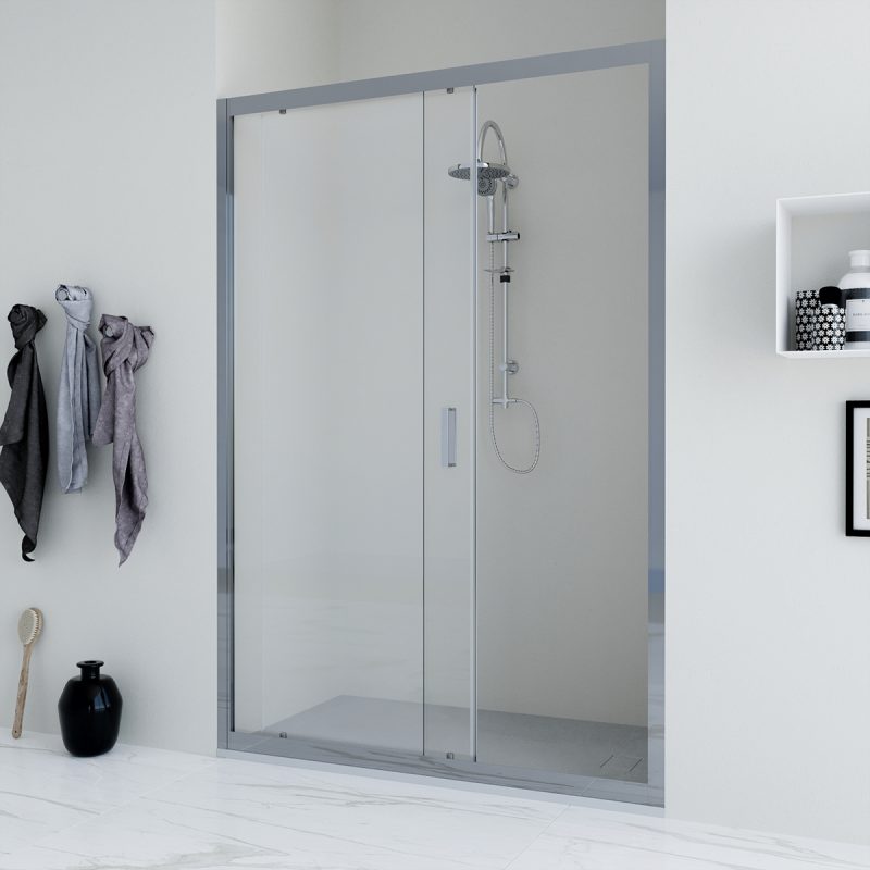 Porta doccia scorrevole 140 cm trasparente Faggio ARREDO BAGNO