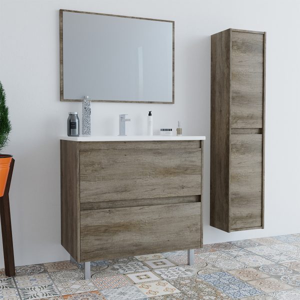 Composizione mobile bagno moderno 80 cm Dalia con colonna e specchio MOBILI BAGNO