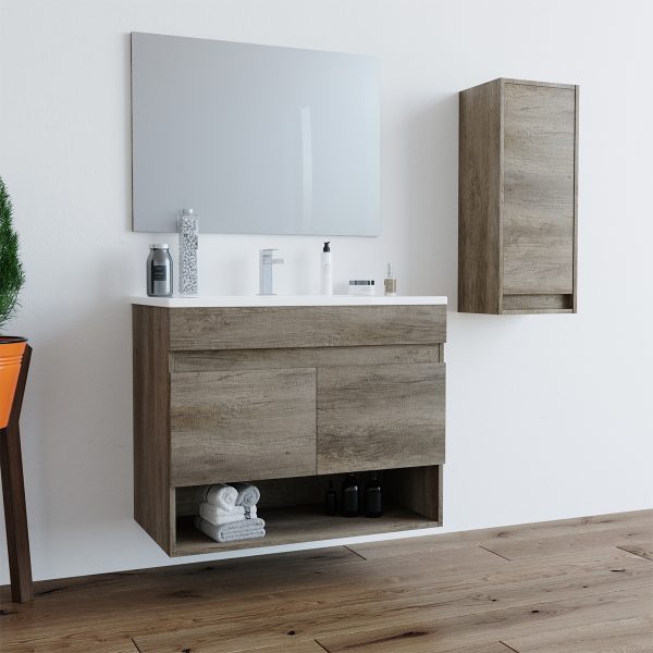 Composizione mobile bagno sospeso moderno 80 cm Erika con pensile e specchio MOBILI BAGNO