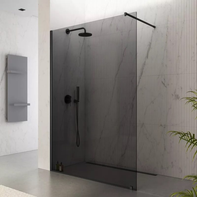 Parete walk-in 140cm con vetro fume’ 8mm ARREDO BAGNO