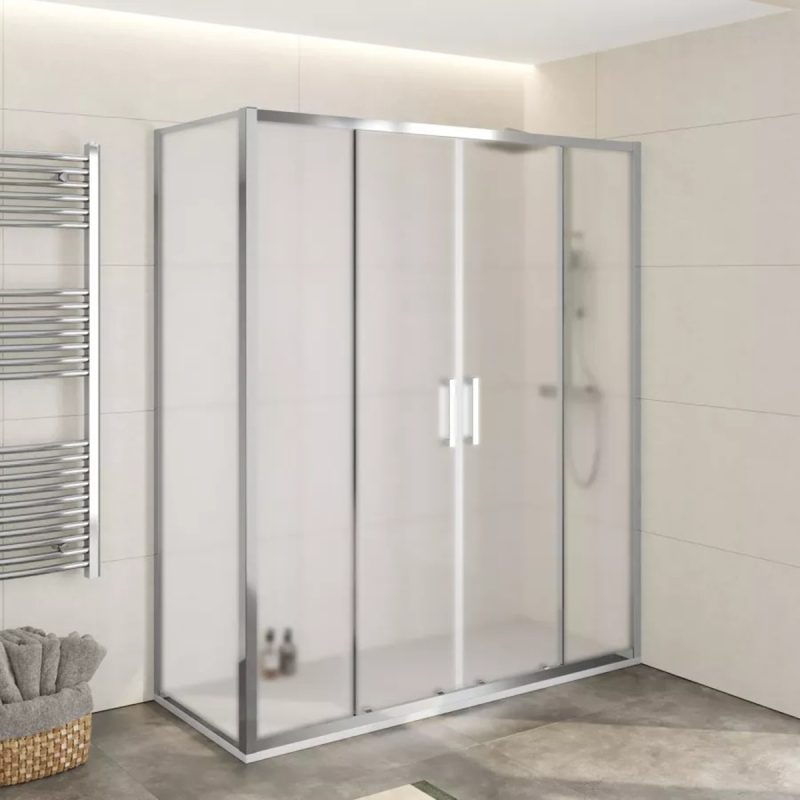 Box Doccia angolare 160X75 cm opaco doppia apertura scorrevole Olmo ARREDO BAGNO