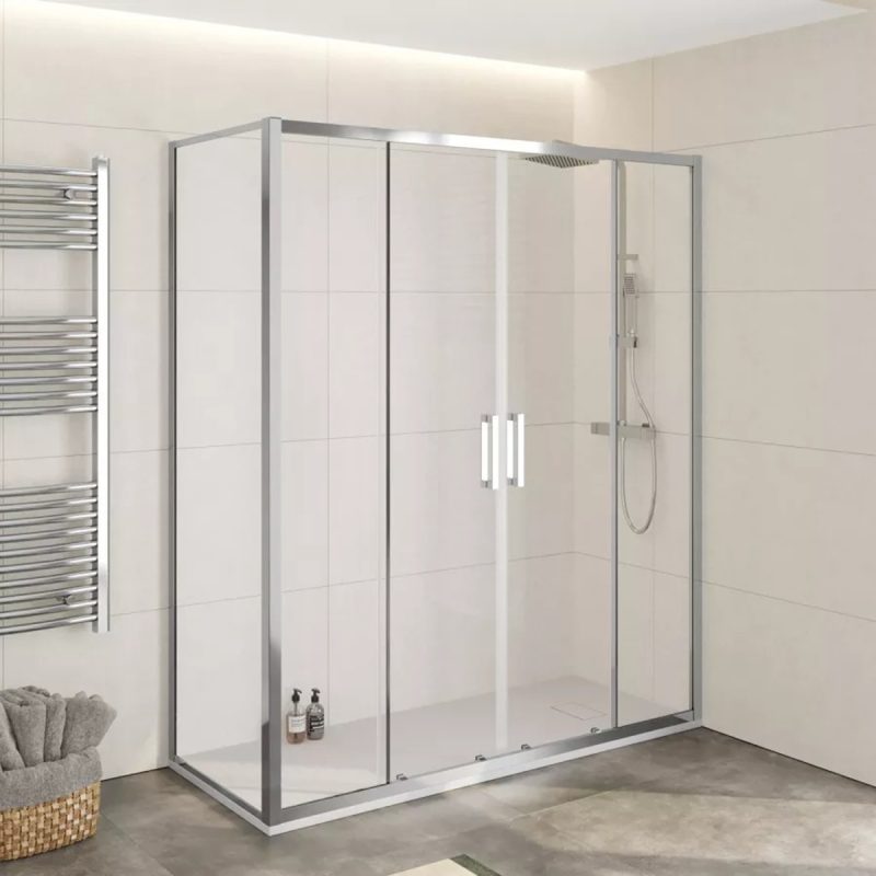 Box Doccia angolare 160X75 cm trasparente doppia apertura scorrevole Olmo ARREDO BAGNO