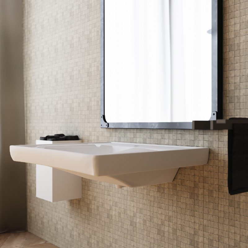 Lavabo per disabili in ceramica ergonomico con appoggiagomiti Sanitari Bagno