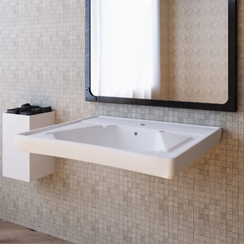 Lavabo per disabili in ceramica ergonomico con appoggiagomiti Sanitari Bagno