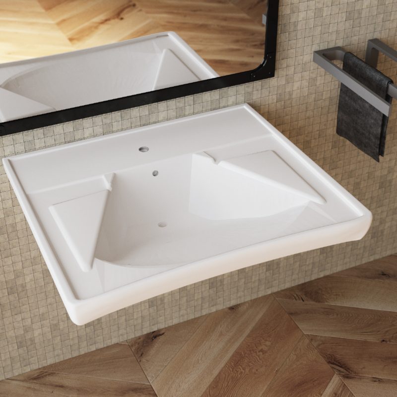 Lavabo per disabili in ceramica ergonomico con appoggiagomiti Sanitari Bagno