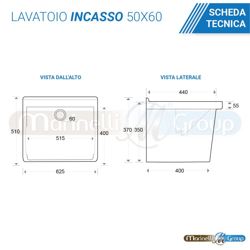 Mobile lavatoio bianco con vasca in ceramica 63X51 Dyma Lavanderia