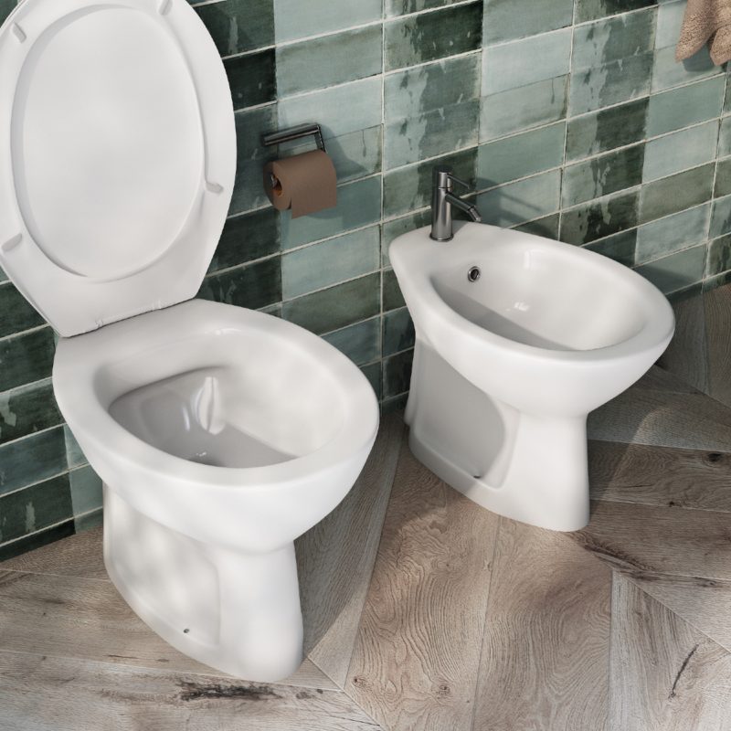 Sanitari tradizionali WC e Bidet con scarico a terra sedile softclose Sigma ARREDO BAGNO