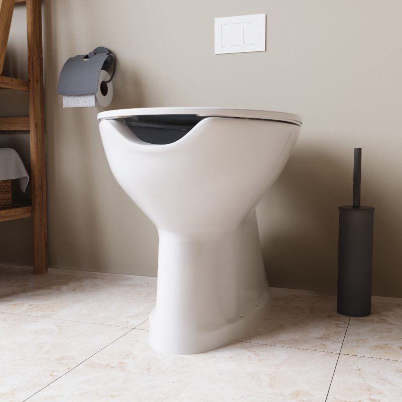 Vaso WC Disabili e Anziani in ceramica scarico pavimento con coprivaso Sanitari Bagno