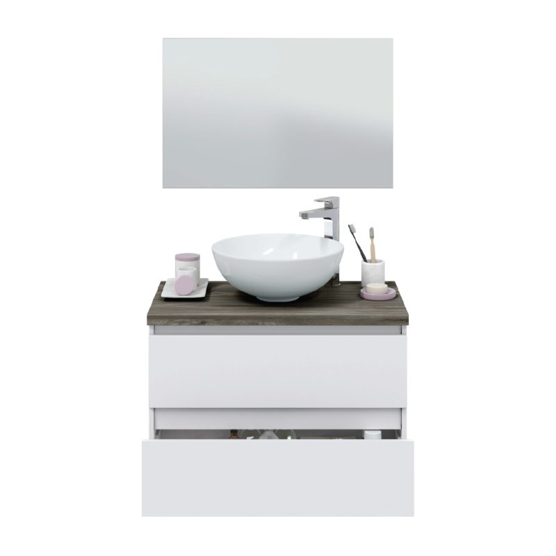 Mobile bagno sospeso da 80 cm bacinella bianco lucido 305734B MOBILI BAGNO