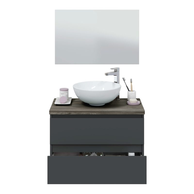 Mobile bagno sospeso da 80 cm bacinella grigio antracite 305734Z MOBILI BAGNO