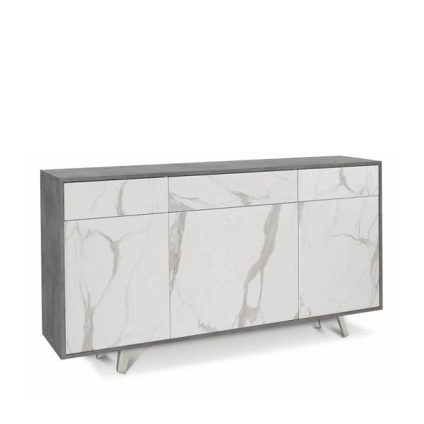 Mobile credenza madia con 3 cassetti cemento calacatta A7076CEMCK ARREDO CASA