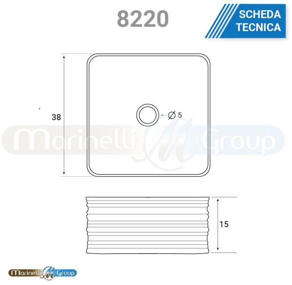 Lavabo da appoggio quadrato 38X38 con decorazioni bacinella 8220 LAVABI