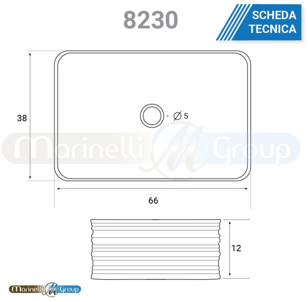 Lavabo da appoggio 66X38 con decorazioni bacinella 8230 LAVABI