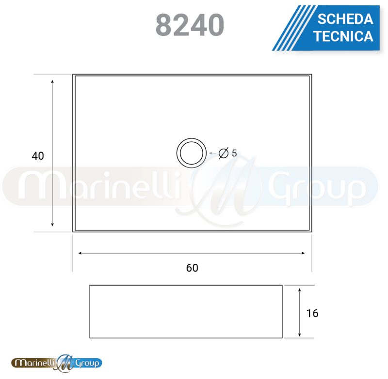 Lavabo da appoggio 60X40 cm bacinella 8240 LAVABI