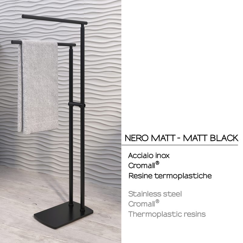 Piantana portasalviette in acciaio inox nero matt Gedy Florida Accessori bagno