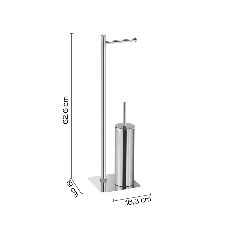 Piantana portarotolo e portascopino in acciaio inox con base cromata Gedy Artù Accessori bagno