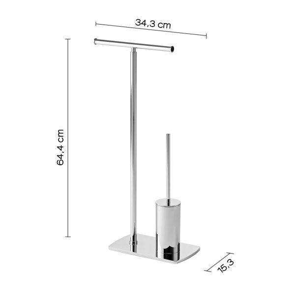 Piantana portarotolo e portascopino in acciaio inox con base cromata Gedy Florida Accessori bagno