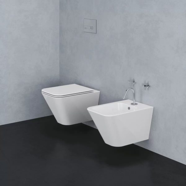 Azzurra Bidet e Vaso WC sospesi filomuro con sedile coprivaso softclose Build Sanitari Bagno