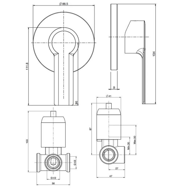 Miscelatore monocomando da incasso doccia F3133/1CR Fima Carlo Frattini ARREDO BAGNO