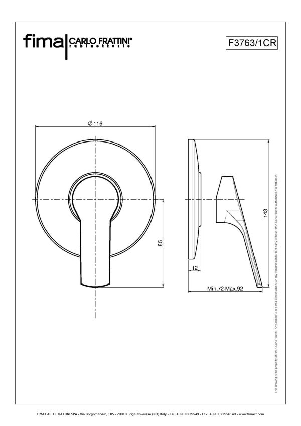 Miscelatore monocomando da incasso doccia F3763/1CR Fima Carlo Frattini ARREDO BAGNO