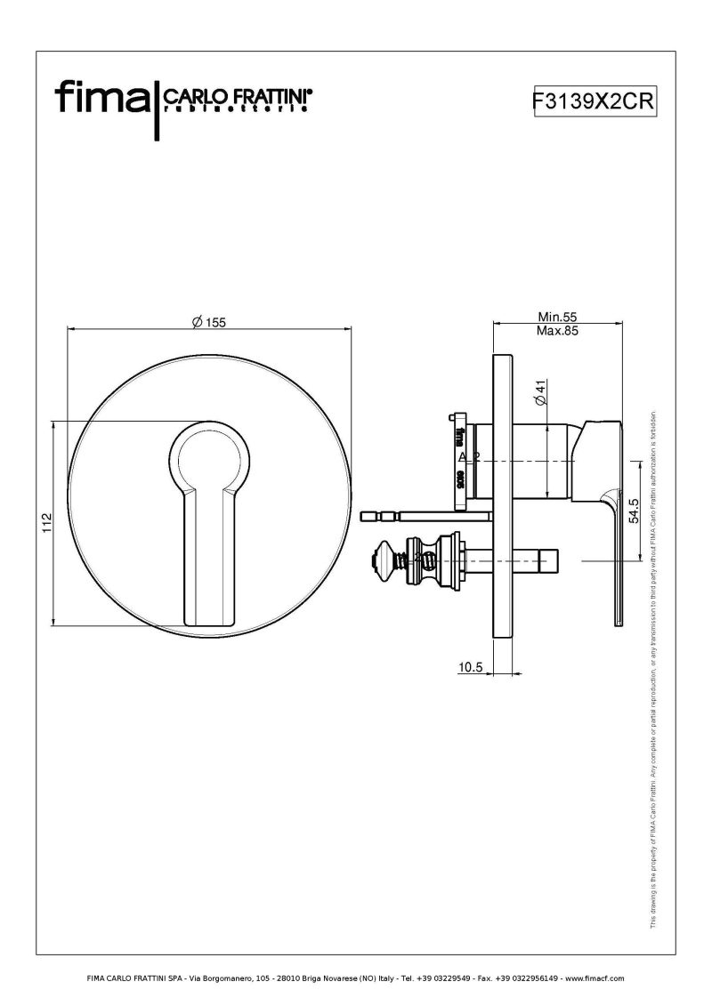 Miscelatore monocomando da incasso doccia con deviatore F3139X2CR Fima Carlo Frattini ARREDO BAGNO