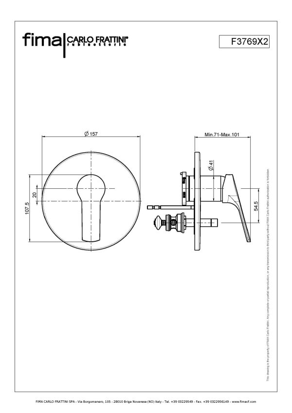 Miscelatore monocomando da incasso doccia con deviatore F3769X2CR Fima Carlo Frattini ARREDO BAGNO