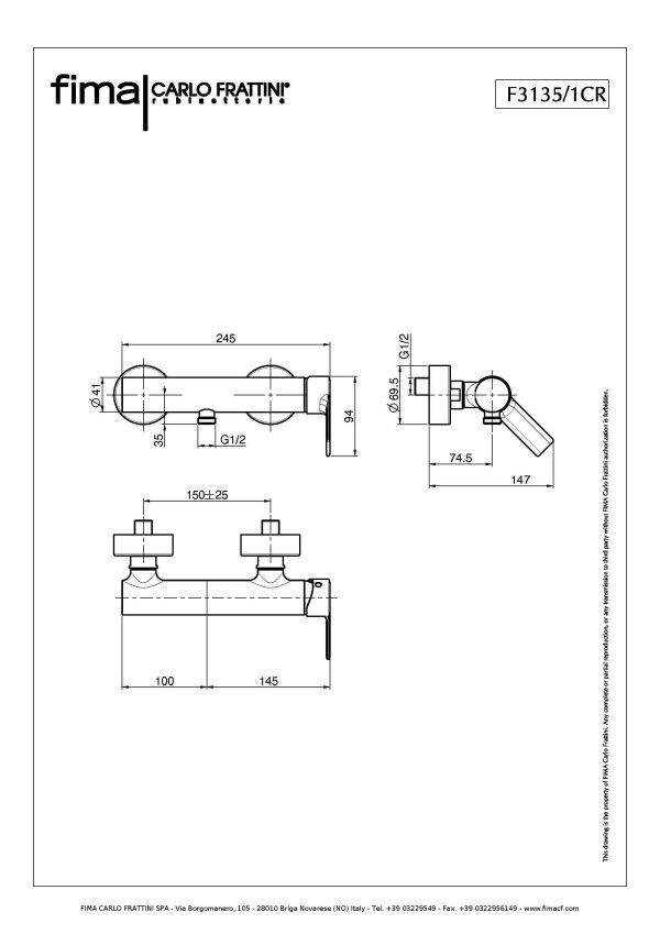 Miscelatore monocomando doccia esterno F3135/1CR Fima Carlo Frattini ARREDO BAGNO