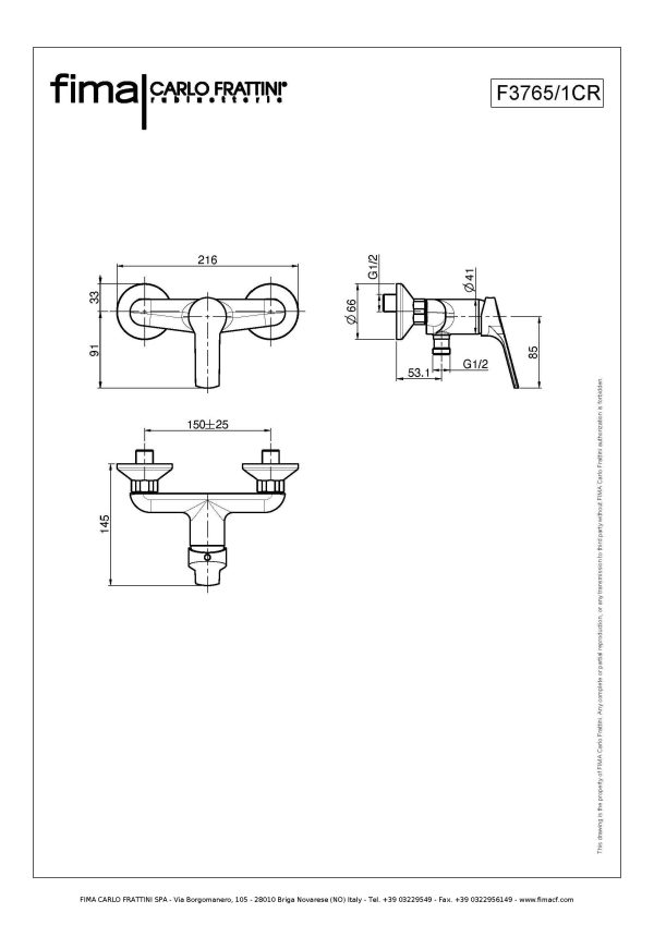 Miscelatore monocomando doccia esterno F33765/1CR Fima Carlo Frattini ARREDO BAGNO