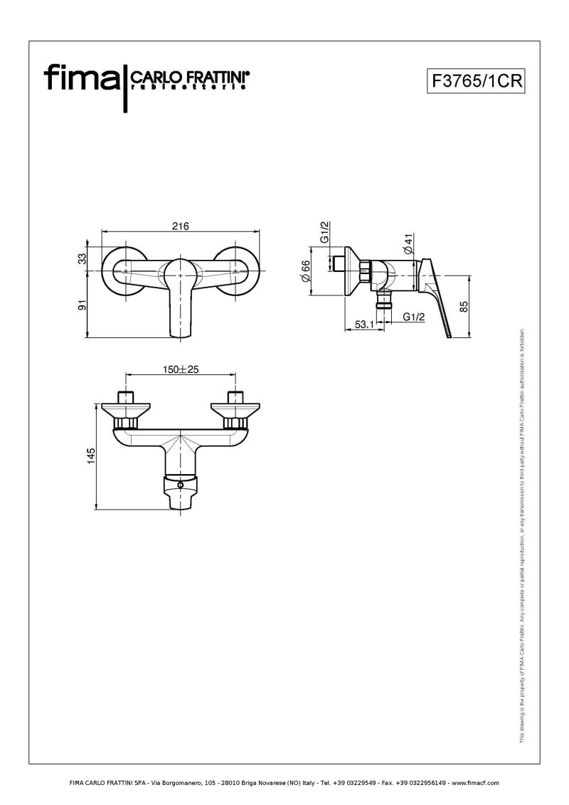 Miscelatore monocomando doccia esterno F33765/1CR Fima Carlo Frattini ARREDO BAGNO