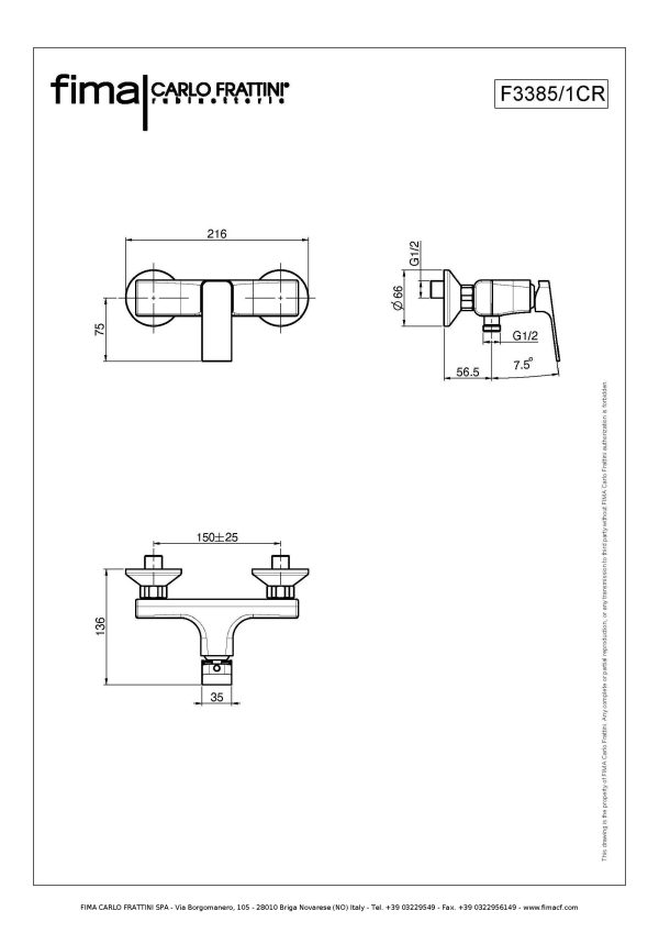 Miscelatore monocomando doccia esterno F3385/1CR Fima Carlo Frattini ARREDO BAGNO