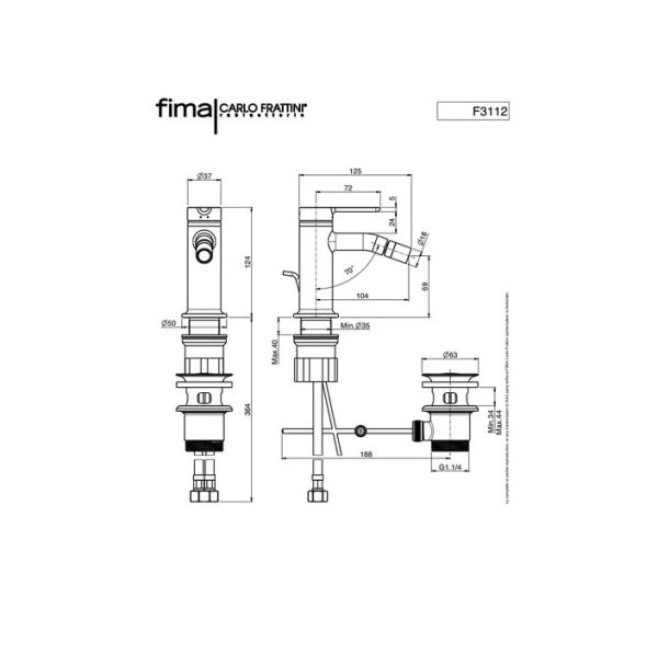 Miscelatore monocomando per bidet con scarico F3112CR Fima Carlo Frattini ARREDO BAGNO