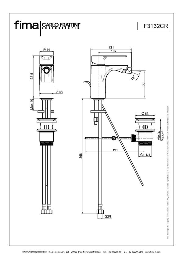 Miscelatore monocomando per bidet con scarico F3132CR Fima Carlo Frattini ARREDO BAGNO