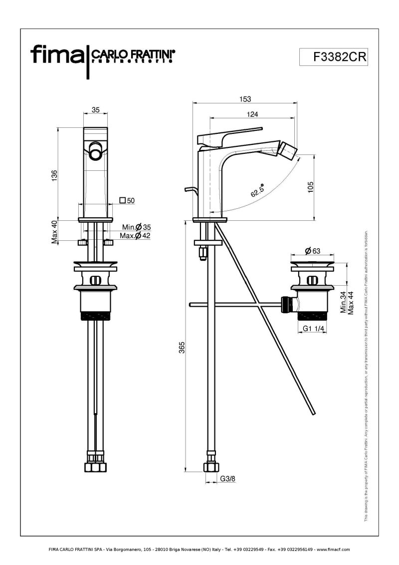 Miscelatore monocomando per bidet con scarico F3382CR Fima Carlo Frattini ARREDO BAGNO